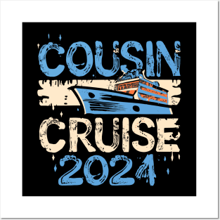 Funny Cousin Cruise 2024 Retro Family Matching Reunion Trip Posters and Art